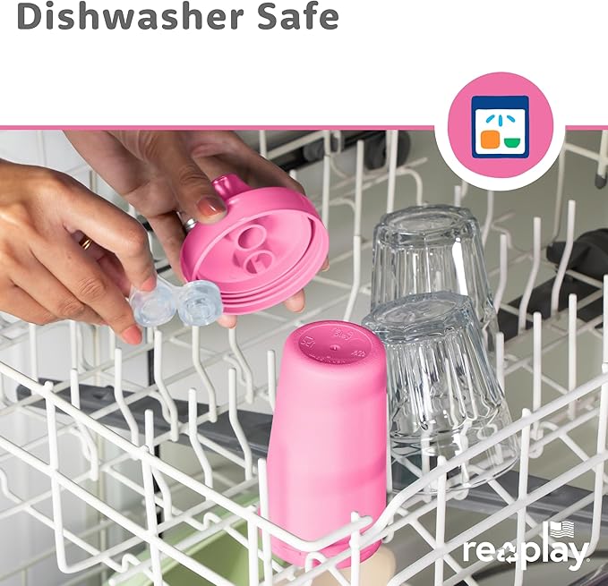 Re-Play Spill-Proof Sippy Cups for Toddlers - Kids Reusable 10 Oz Set of 3, Dishwasher & Microwave Safe, Made in USA, Easter