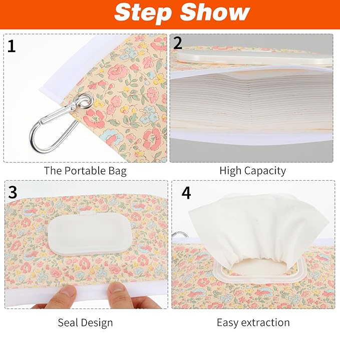 3 Pcs Travel Wipes Case, Portable Reusable Wipes Pouch, Waterproof and Dustproof Wipe Holder Travel for Diaper Bags and Strollers, and It is Easy to Keep Wipe Fresh