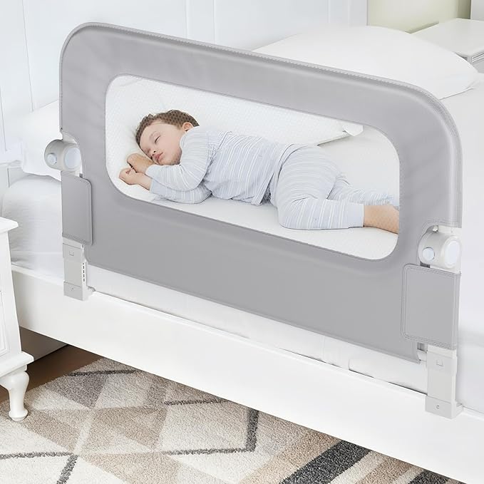 NUTIKAS Baby Bed Rail Guard for Toddlers - 35.1" Toddler Bed Side Rails for Crib, Twin, Full, Queen Bunk Size Bed Swing Down Bedrail Extral Tall Child Safety Side Railing Guards for Kids