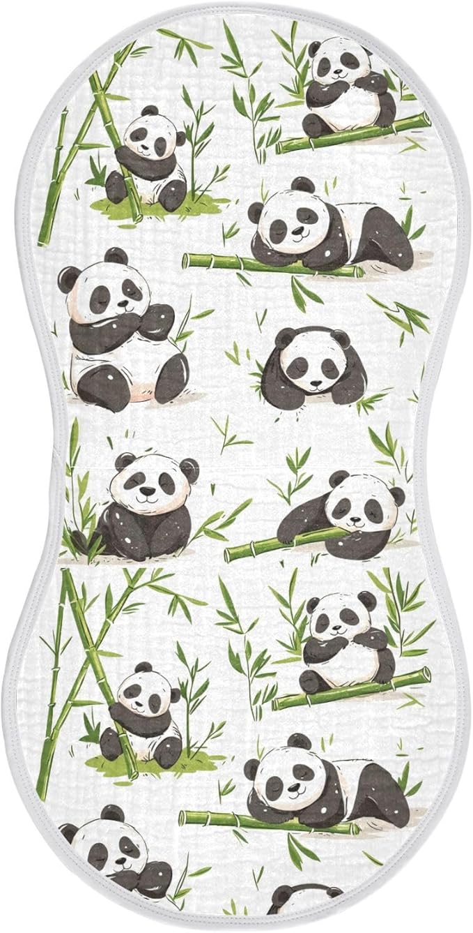 vvfelixl Muslin Burp Cloths Pandas Bamboo Baby Washcloths for Baby Girl Boys 2 Pack