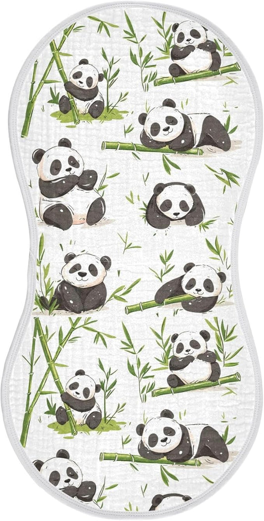 vvfelixl Muslin Burp Cloths Pandas Bamboo Baby Washcloths for Baby Girl Boys 2 Pack