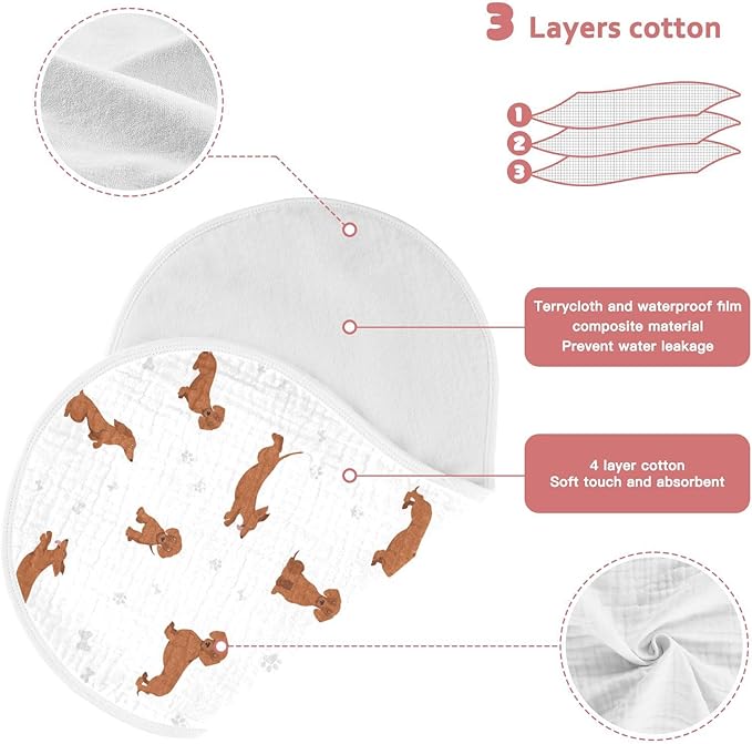 vvfelixl Muslin Burp Cloths Dachshund Short Haired Pattern Baby Washcloths for Baby Girl Boys 2 Pack