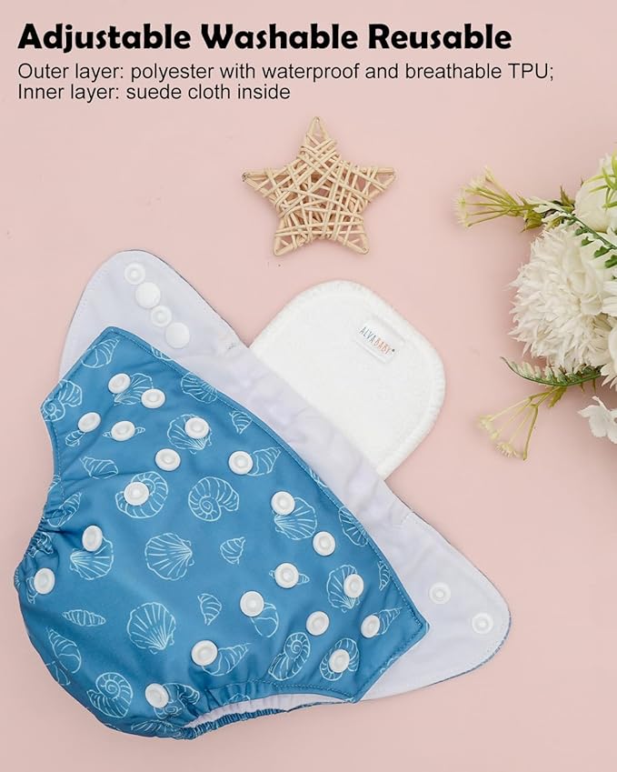 ALVABABY Baby Pocket Newborn for Less Than 12pounds Baby Snaps Cloth Diapers Nappy 6pcs with 12 Inserts 6SVB132