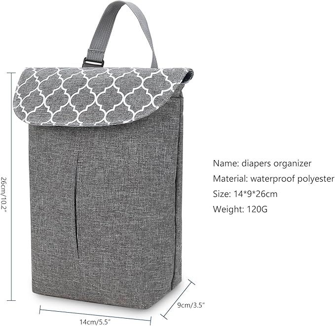 MOMIGO Wet Dry Bags for Baby Cloth Diapers - Reusable, Washable for Stroller, Diapers, Toiletries, Travel Bags, Beach, Pool, Gym Bag with Two Zippered Pockets (Geometric Grey)