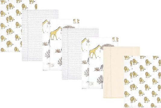 Luvable Friends Hudson Baby Flannel Burp Cloths 7pk, Wild Safari World