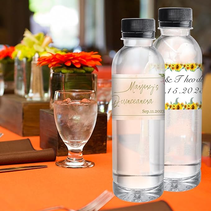 Personalized Water Bottle Labels for Wedding Custom Wedding Labels with Name for Water Bottle Stickers Waterproof Printable Photo Bottle Labels Bridal Shower Gifts 50 Pcs