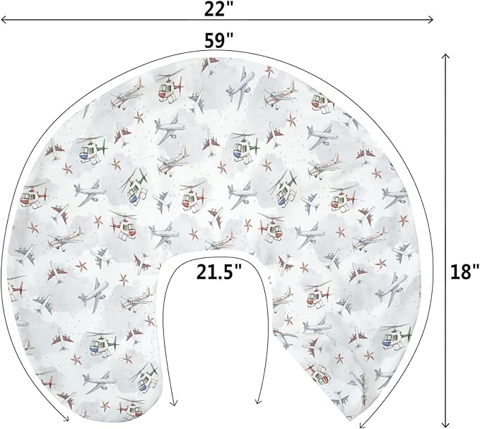 Vintage Planes Airplanes Helicopters Nursing Pillow Covers for Boy Girl Planes Models Aircraft Nursing Slipcovers for Breastfeeding Pillows Plane Stars Clouds Soft Stretchy Covers for Newborn Infant
