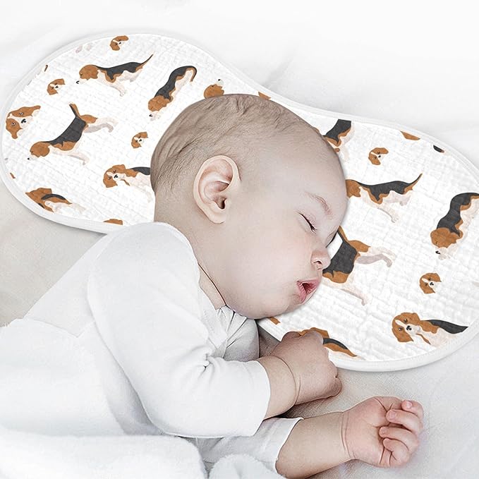 Muslin Burp Cloths for Baby Boys and Girls - 2-Pack Ultra Absorbent Beagle Dog Muslin Washcloths, Newborn Towel, Milk Spit Up Rags, Burp Cloth Bibs for Unisex, 22 x 11 Inch
