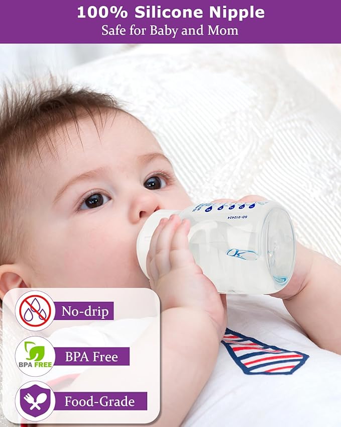 Sippy Straw Nipples for Dr. Brown's Wide-Neck Baby Bottles and Sippy Spout Bottles,Variable Flow, Silicone Conversion Nipple,6+ Months,4 Count