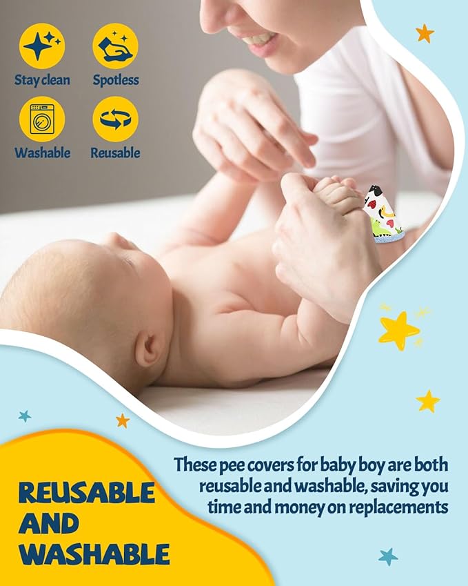 12 PCS Pee Covers Baby Boy, Reusable Pee Peep Teepee Baby Boy, Strong Water Absorption, Diaper Changing Accessory