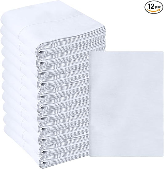 Linteum Textile Supply Birdseye Prefold Cloth Diapers 4-6-4 Ply 12x16 Inches Burp Cloth 100% Cotton Diapers for Babies Unisex No Shrinkage Washable Reusable Diaper (White) 12 Pack