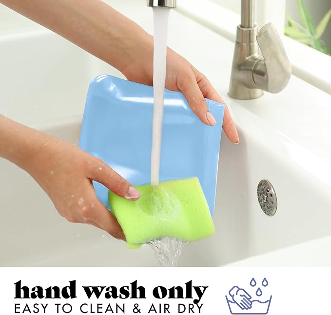 Fit & Fresh Reusable Sandwich Bags (3 Pack) – Leakproof Reusable Food Storage Bags, BPA-Free, Freezer Safe, Eco Friendly Bags for Snacks, Lunch, Meal Prep, Blue Floral Toile