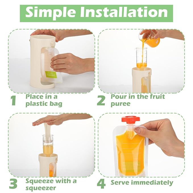 Squeeze Station Baby Food Maker Refillable Baby Food Pouches 50 Pcs Squeezed Pouches Filler Snacks Puree Storage Homemade Prep Essential for Infant and Toddlers