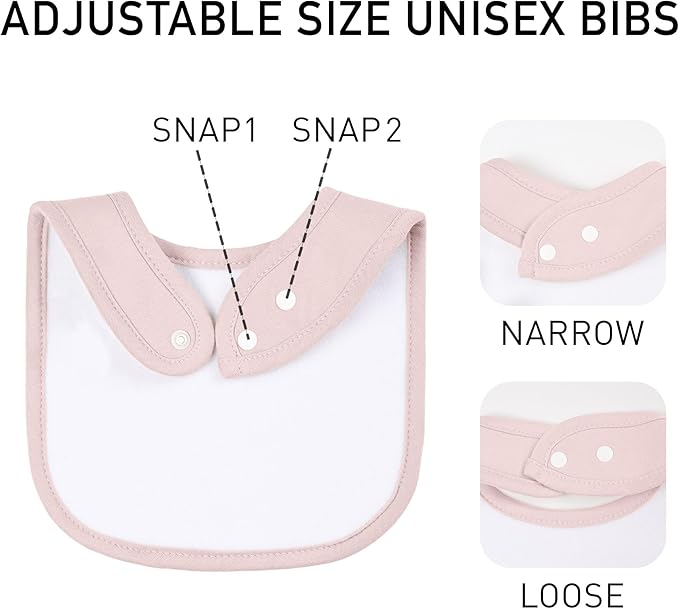 10 Pack Cotton Snap Bibs for Baby Boy Girl, Super Soft Drool Bibs for Teething and Feeding