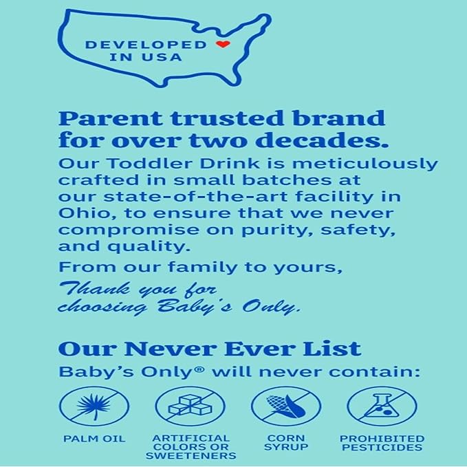 Baby’s Only Toddler Nutritional Drink, Toddler Formula for Kids 1-3 Years, Made with 27 Vitamins & Minerals for Growth & Immune Support, 21 oz – 4 Pack