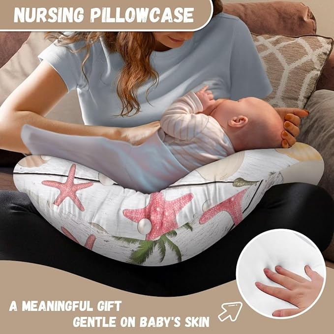 Starfish Nursing Pillow Cover for Newborn Infant, Ultra Soft and Breathable Breastfeeding Bottle Feeding Pillow Covers Stretchy Covers Fit for Most Nursing Pillows