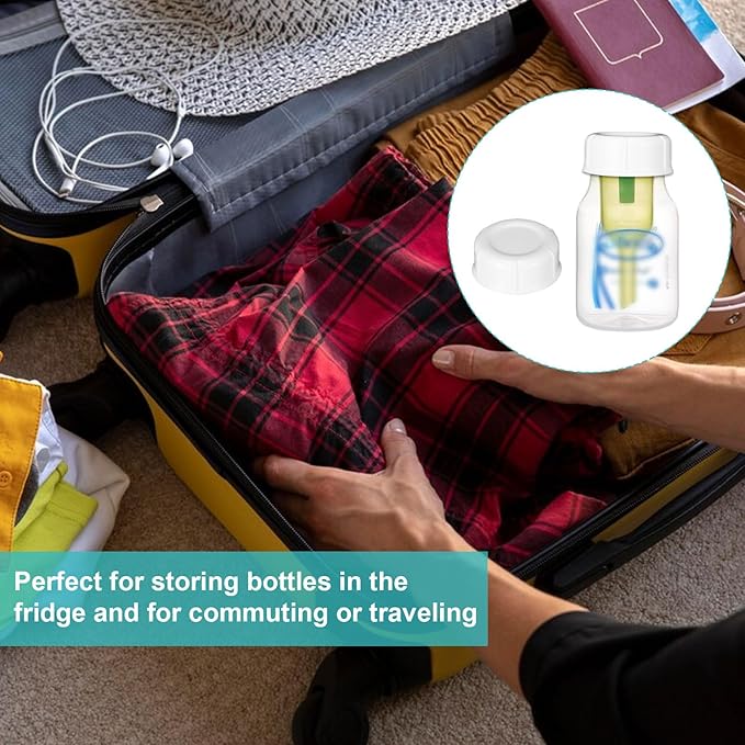 10Pcs Narrow Baby Bottle Caps Compatible with Dr Brown's, Medela, Ameda, Travel Bottle Caps Replacement Parts for Dr Brown, Storage Baby Bottle Lids with Sealing Gasket BPA Free Leak Proof (White)
