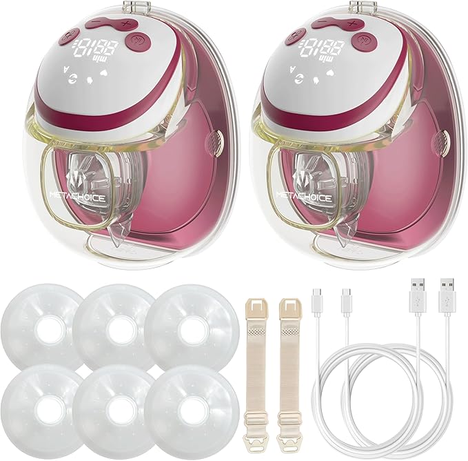 Wearable Breast Pump Hands Free (2-Pack Double), Electric Lactation Massager, FDA Cleared, BPA-Free PA12, 3 Full Flanges (18/20/24mm), Hospital-Grade Suction, Invisible & Quiet, 4 Modes 15 Levels Pink