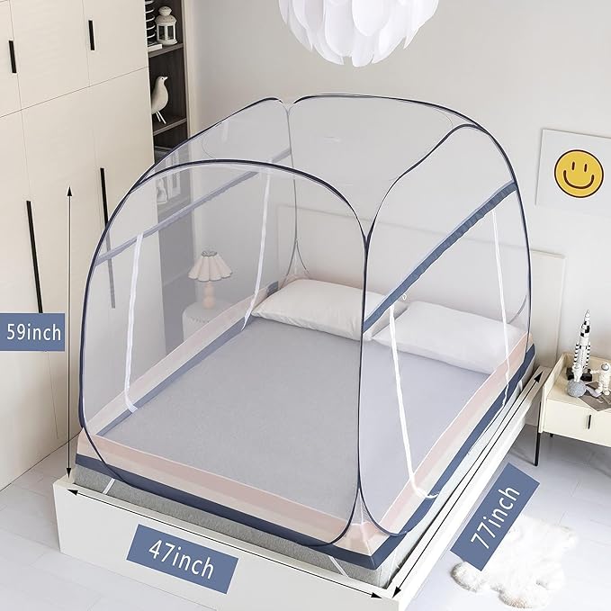 Pop Up Mosquito Net Tent for Beds,Portable Foldable Mosquito Netting Folding Design with Net Bottom,Mosquito Netting Bed Tent for Kids Girls Boys,Bed,Suit for Indoor Outdoor L77 x W47 x H59inch