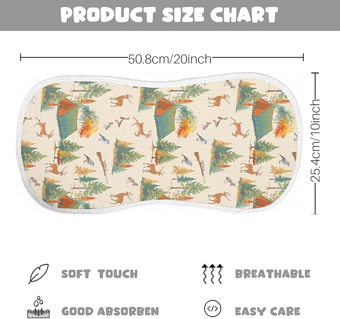 5 Pack Camo Baby Burp Cloths for Boys Girls, Soft Cotton, Mallard Duck&Hunting Theme Design, Super Absorbent Baby Burping Cloths for Newborns, Machine Washable and Reusable Baby Spit-Up Cloths