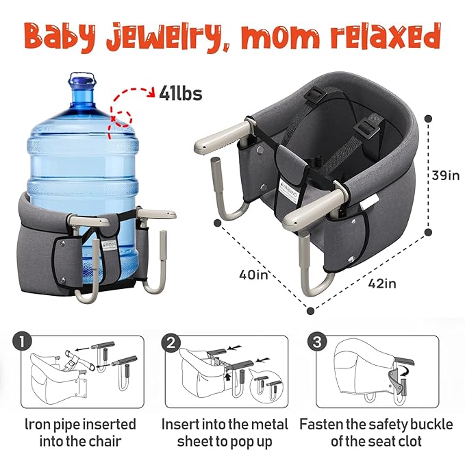 Hook On High Chair, Portable and Foldable Baby Feeding Chair for Babies 6-36 Months, 3-Point Safety Harness, Family & Travel Use, Weaning & Self-Feeding Essential
