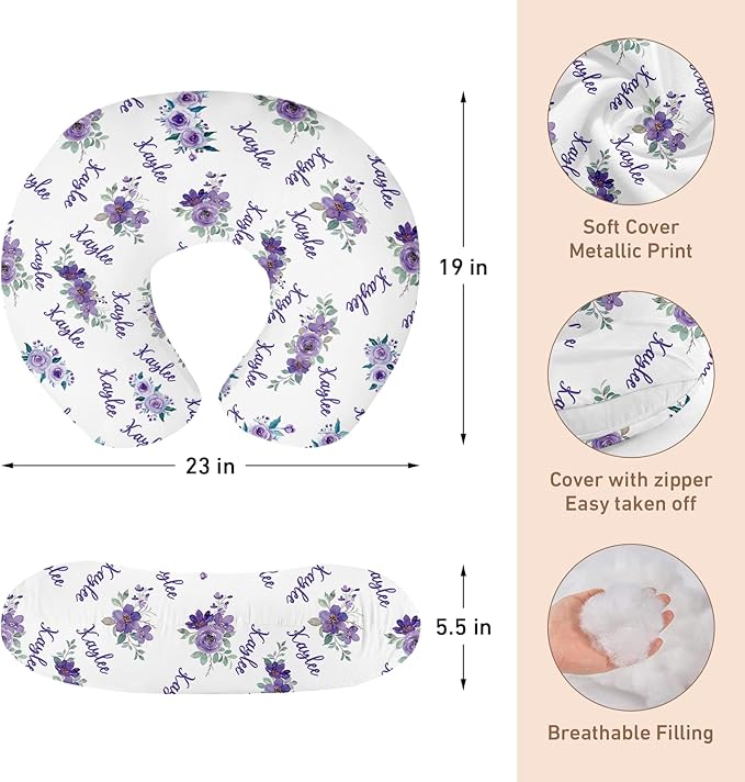 Dyoart Baby Nursing Pillow Cover,Personalized Soft Nursing Covers,Custom Name Breastfeeding Pillow Cover for Bottle Feeding,Gifts for Infant Boys Girls(23"x19"x5.5")(one Size)