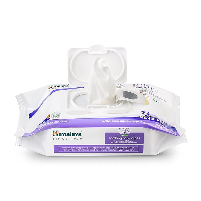 Himalaya Soothing Baby Calming Wipes for Soft, Clean, and Sensitive Skin, 72 wipes, 6 pack (432 Count)