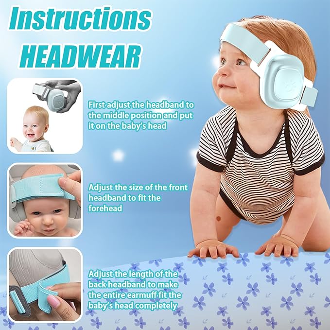 Baby Ear Muffs for Noise Protection,Soft & Adjustable Infant Noise Cancelling Headphones, Comfortable Hearing Protection for Toddlers