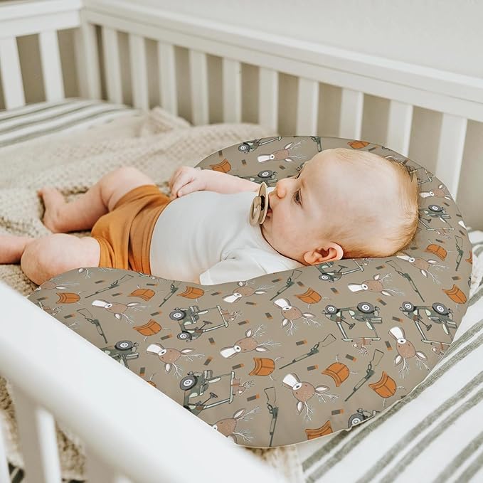 Boys Kids Hunting Baby Nursing Pillow Covers for Boy Girl Camouflage Deer Hunting Nursing Pillowcase for Breastfeeding Pillows Animal Hunt Hunter Soft Stretchy Slipcovers for Newborn Infant Brown