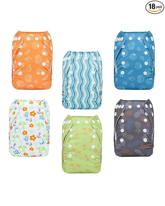 ALVABABY Baby Pocket Newborn for Less Than 12pounds Baby Snaps Cloth Diapers Nappy 6pcs with 12 Inserts 6SVB132