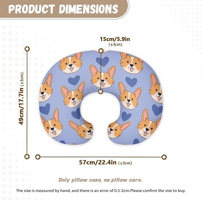 Corgi Nursing Pillow Cover Breast Feeding Pillow Covers 1 Pack for Breastfeeding Pillow Soft Fabric Fits Snug On Infant Feeding Cushion Cover Pillow Not Included