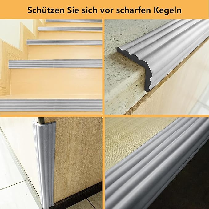 Furniture-corner-safety-bumpers, Gray Edge Protectors for Baby with 3M Strong Adhesive, 16.4ft Extra-Wide Sharp Edge & Corner Safety Guards for Table, Furniture, Fireplace