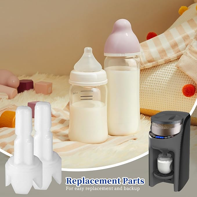 4Pcs Formula Maker Replacement Parts Compatible with Baby Brezza FRP0046 Pro Advanced, Axle Stem and Silicone Scraper Funnel Filter Accessory for Baby Brezza, Attach to Locking Cover