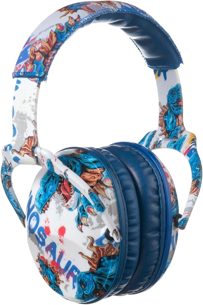 Kids Hearing Protection,25dB NRR Noise Reduction,Sound Proof for Kids,Toddler,Safety Earmuffs for Concert,Airplane,Autism,Monster Jam,Travel,School- Blue Dinosaur