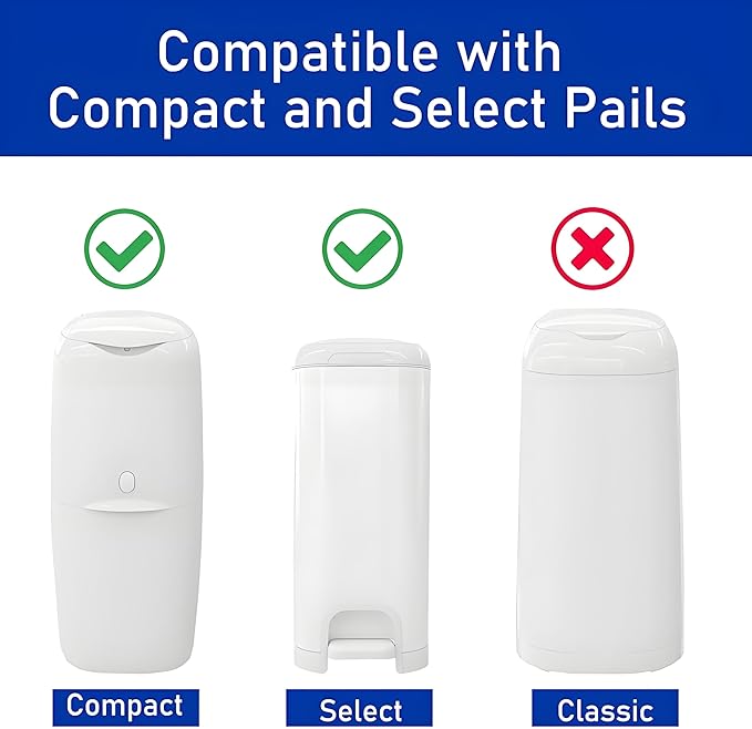 Square Diaper Refill Bags Compatible with Genie Diaper Compact and Select Pails,Hold up to 810 Newborn Sized Diapers Per Refill,4 Pack