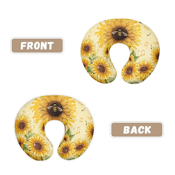 Forchrinse Bee Sunflower Print Nursing Pillow Cover for Baby Girls Boys Soft Cute Pattern Nursing Pillow Cover Slipcover for Breastfeeding