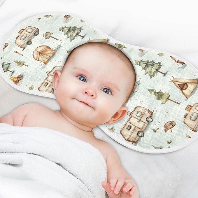 vvfelixl Baby Burp Cloths Cartoon Camping Caravan Baby Newborn Cotton Burping Cloths Set Babys Washcloths 4 Pack