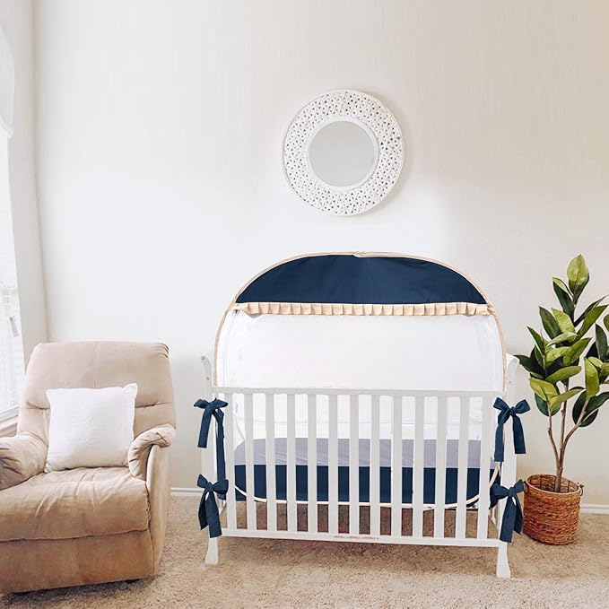 L RUNNZER Safety Crib Tent,Safety Pop Up Tent for Baby Crib,Crib Tent Cover to Keep Baby from Climbing Out and Mosquito bite