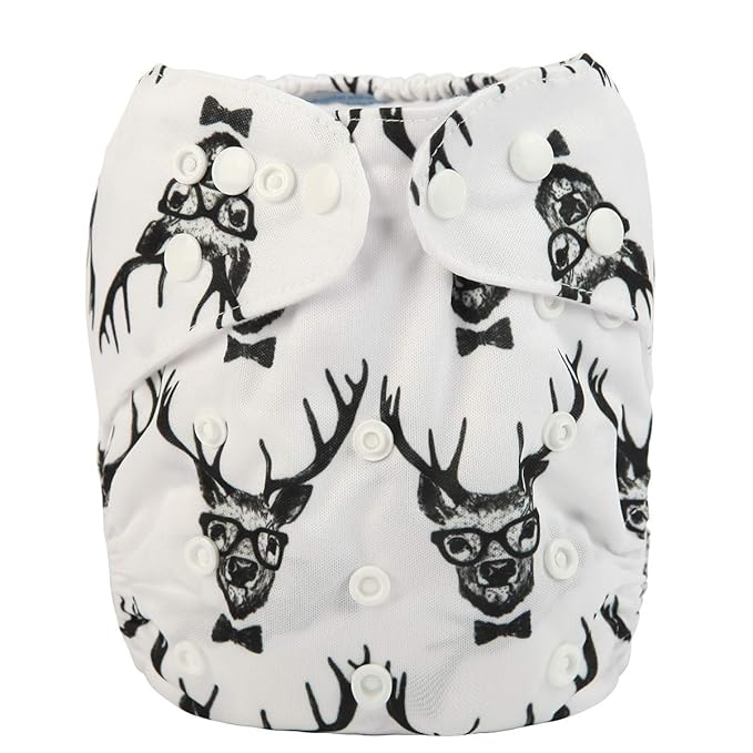Baby Pocket Diaper Nappy Reusable Washable 8lbs to 36lbs (Deer Head)