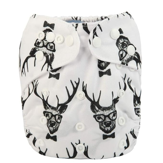 Baby Pocket Diaper Nappy Reusable Washable 8lbs to 36lbs (Deer Head)