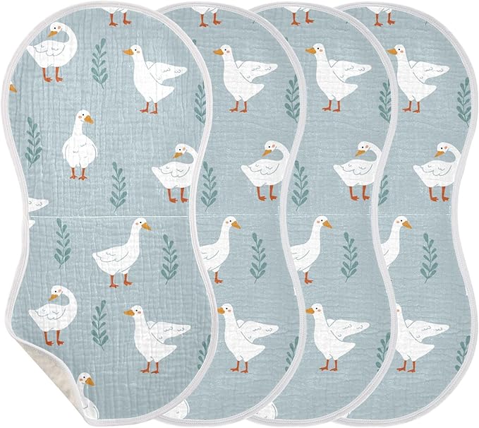 vvfelixl Muslin Burp Cloths White Gooses Baby Washcloths for Baby Girl Boys 2 Pack