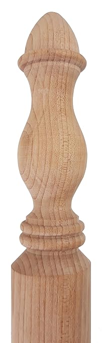 Highland Manor Wood Products Round Traditional Corner Guard Both Ends Turned - 42" Tall x 1 3/8" Wide 90 Degree Notch Unfinished Maple Wood Corner Protectors for Walls (1 Guard)