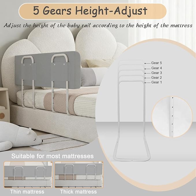Baby Bed Bumpers for Toddlers Kids Bed,Baby Foam Bed Rail Guard for Elderly Adults,59inch Foam Padded Side Rail，Soft Safety Guard Rail for Kids,Side Rail for Queen King Twin Full Size