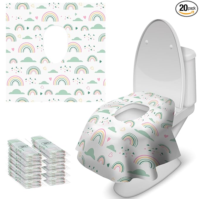 Blissful Diary 20 Pcs Toilet Seat Covers Disposable for Toddlers & Adults, Extra Large Waterproof, Portable Package for Travel, Kids Potty Training