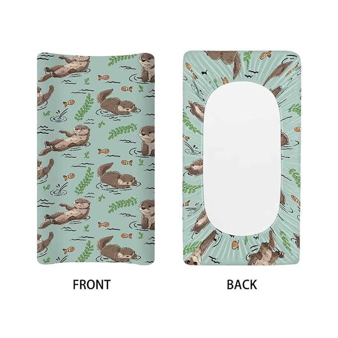 Otter Baby Changing Pad Cover Neutral Fish Changing Pad Sheets Newborn Infant Changing Table Covers Toddler Diaper Changing Mat Leaf