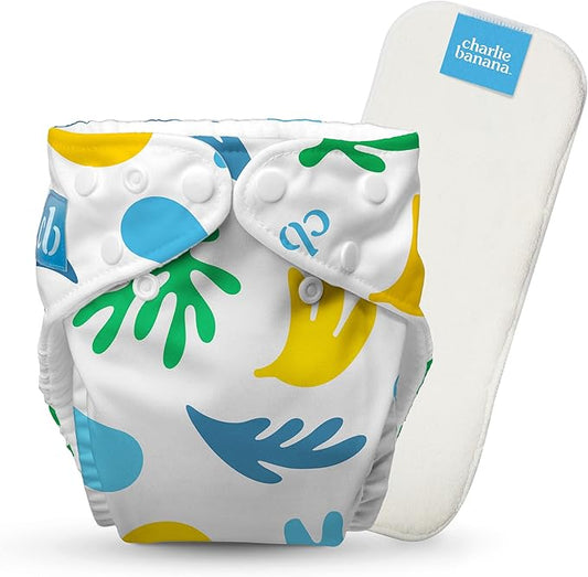 Charlie Banana Cloth Diapers, Reusable, Washable, Adjustable One Size Diaper, for Babies and Toddlers, with Absorbent Insert - CB Leaf, 1 Pack