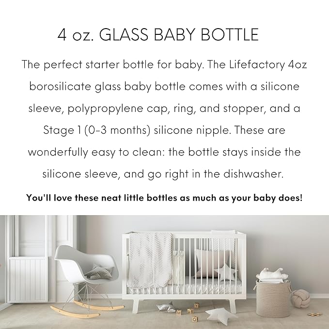 Lifefactory Glass Baby Bottle BPA Free | Protective Silicone Sleeve | 4 oz Pack of 2 | Cantaloupe, Banana