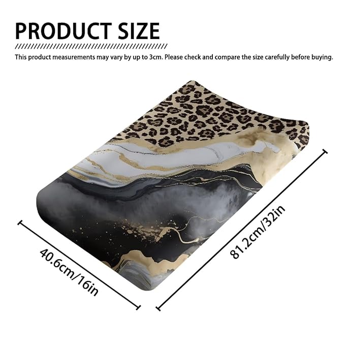 ZDCUSTOM Changing Pad Cover Diaper Changing Pad Cover Soft Breathable Diaper Changing Table Cover Comfy Cozy Cradle Sheets 32"x16" Grey Marble Leopard