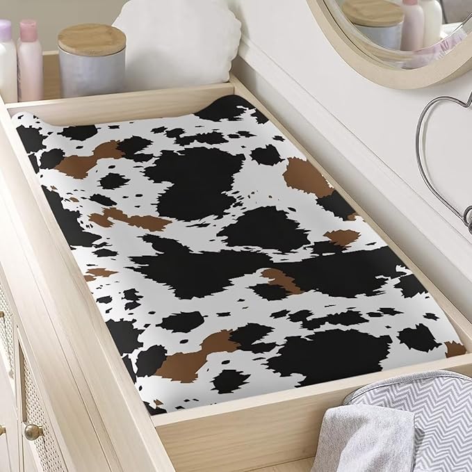 Wild Cowhide Print Baby Changing Pad Cover Nursery Diaper Changing Table Pad Mat Sheet for Boys Girls-16x32 Inch