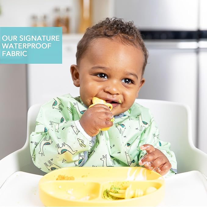 Bumkins Sleeved Bib for Girl or Boy, Baby and Toddler for 6-24 Mos